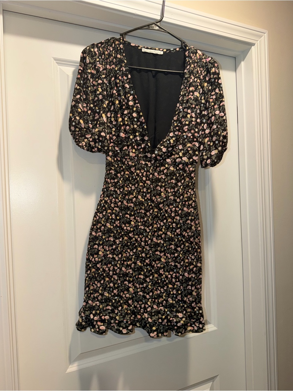 Abercrombie & Fitch Black Mini Dress with Pink Floral Print